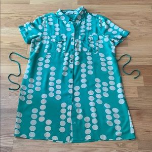📍FIRM📍F21 Polka dot long shirt/dress 💚💙